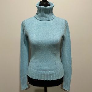Ann Taylor 100% Cashmere Turtleneck Sweater Light Blue Size XS